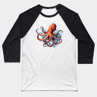 Orange Octopus Baseball T-Shirt